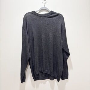 Raffi Men's Crewneck Sweater - Charcoal Gray Metallic Sheen Long Sleeve XXL